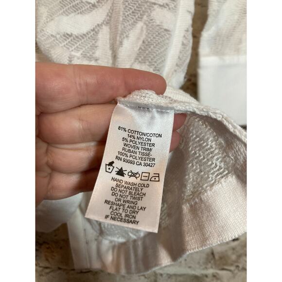 Nic + Zoe Top Womens Small White Mesh Semi Sheer Beachy Tropical Coquette Zip - Picture 2 of 14